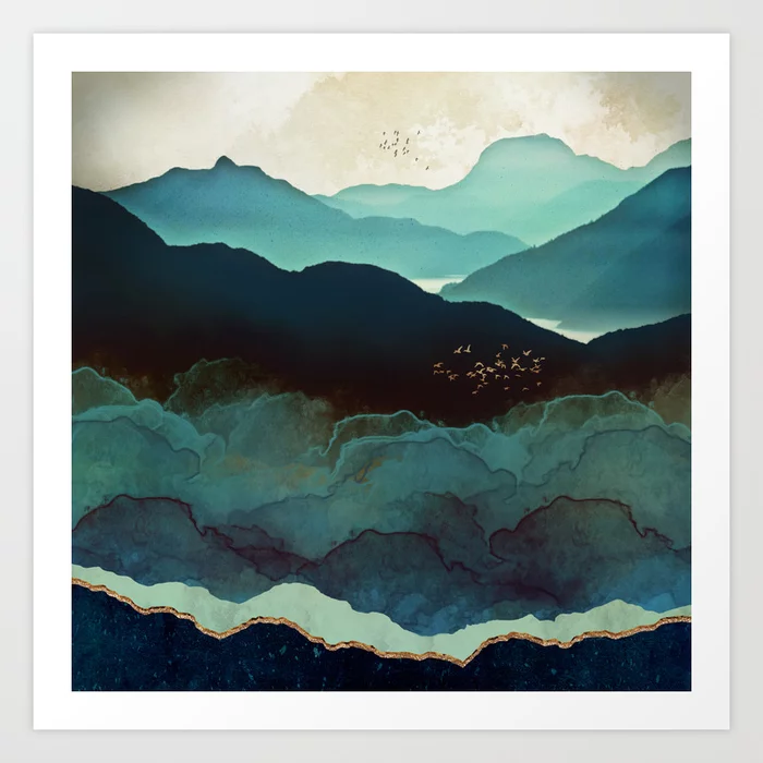 Indigo Mountains Art Print