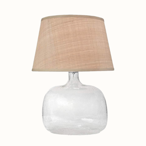 Seeded Oval Glass Table Lamp