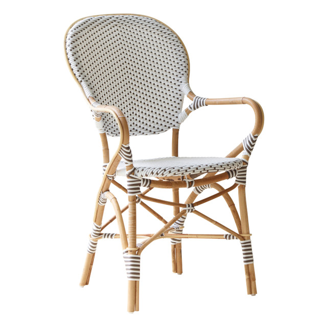 Isabell Arm Chair, White/Capucinno Dots