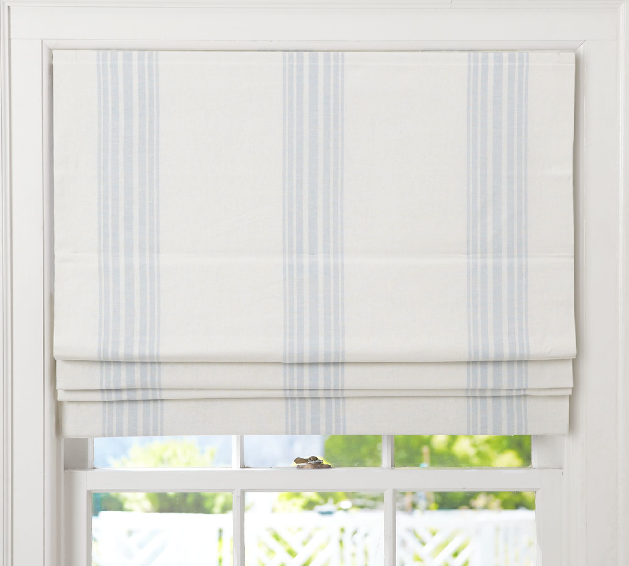 Riviera Striped Linen/Cotton Cordless Roman Blackout Shade