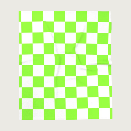Green, Lime: Checkered Pattern Throw Blanket