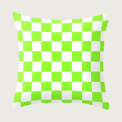 Green, Lime: Checkered Pattern Throw Pillow