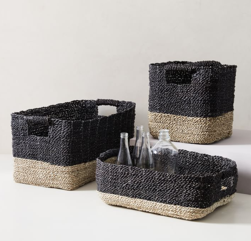 Two-Tone Woven Baskets – Natural/Black