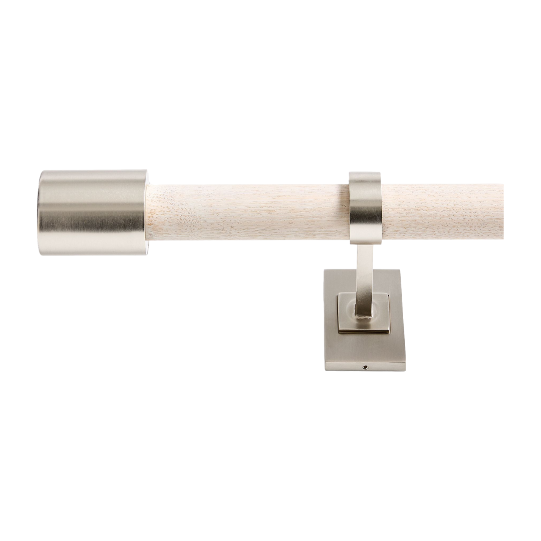 Mid-Century Curtain Rod - Whitewashed/Brushed Nickel