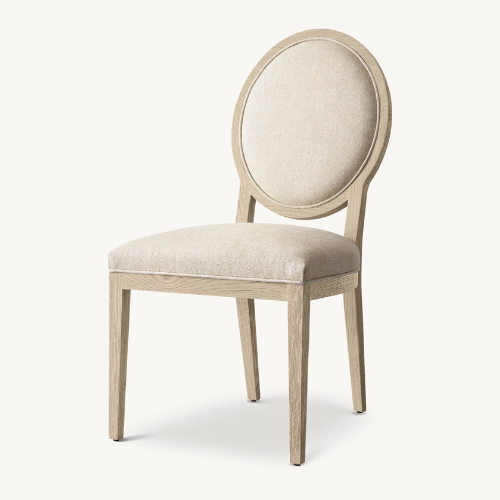 French Contemporary Round Fabric Dining Side Chair