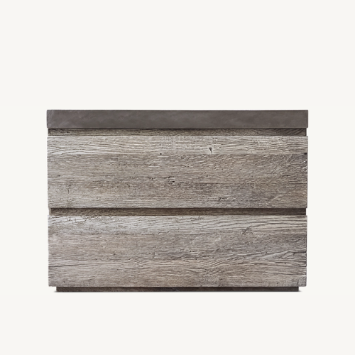 Ridgeline Closed Nightstand, Reclaimed Gris Oak/ Dark Grey Waxed Concrete
