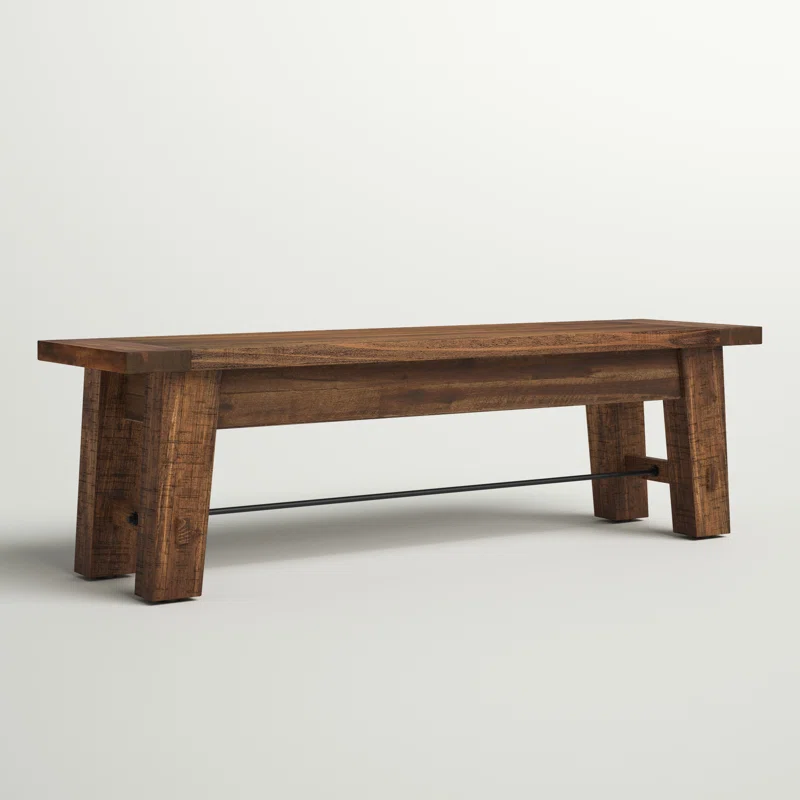 Nastya 60" Wide Industrial Rustic Solid Wood Metal Dining And Entryway Bench