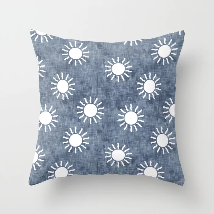 Suns on Blue Throw Pillow