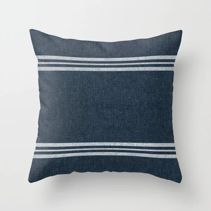 Pimlico Stripes - Navy Blue Throw Pillow