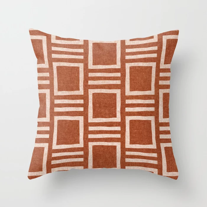 Midcentury Squares - Ginger Throw Pillow
