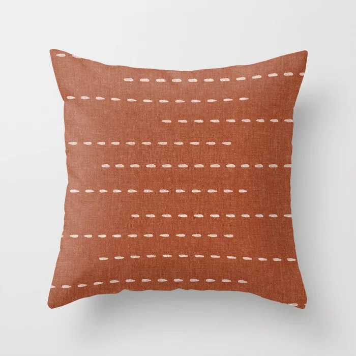 Boho Stitched Stripes - Ginger Throw Pillow