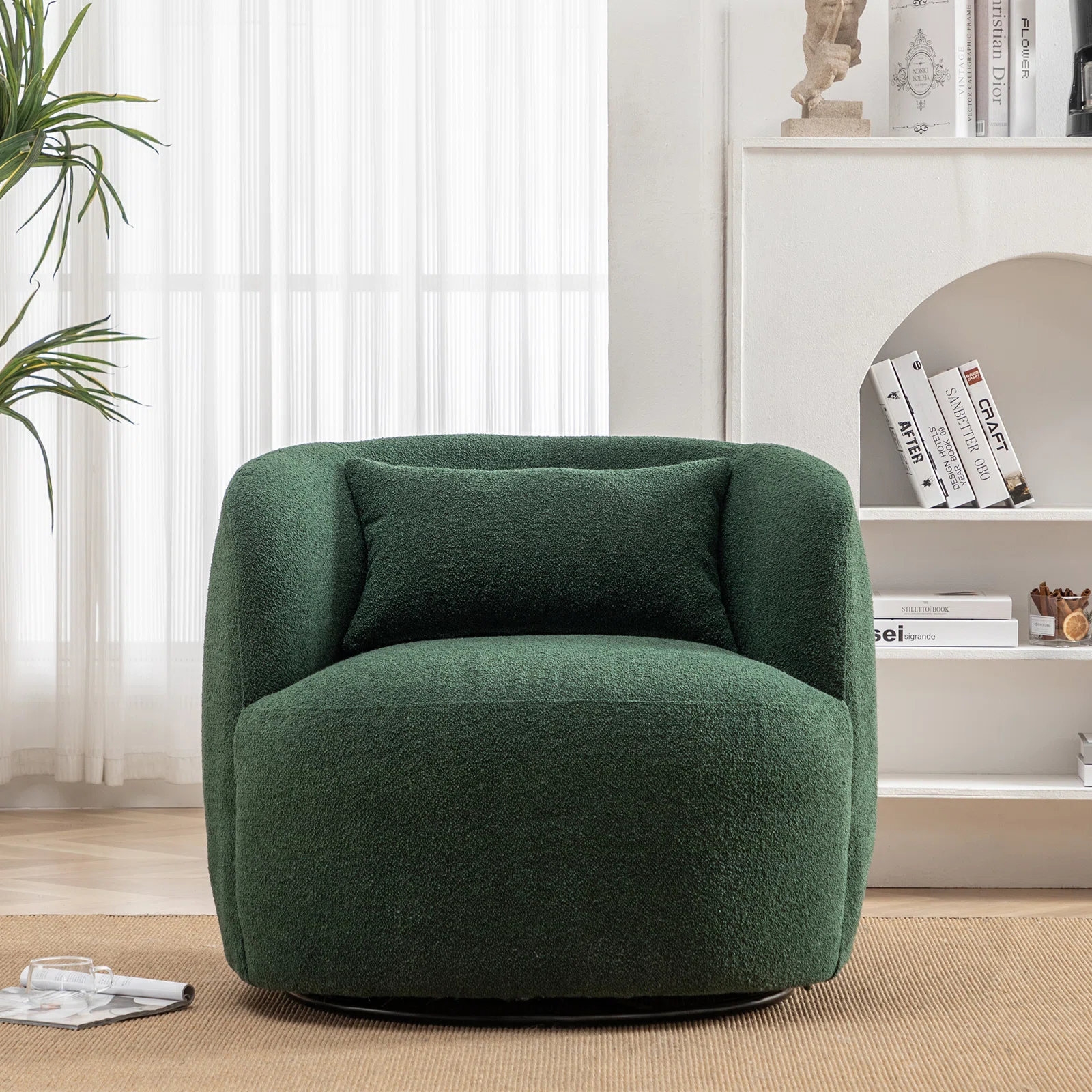 Carrena 34" Wide Boucle Upholstered Swivel Armchair