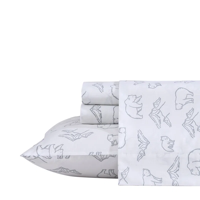 Eddie Bauer 200 Thread Count 100% Cotton Flannel Sheet Set, Smokey Bear Camp