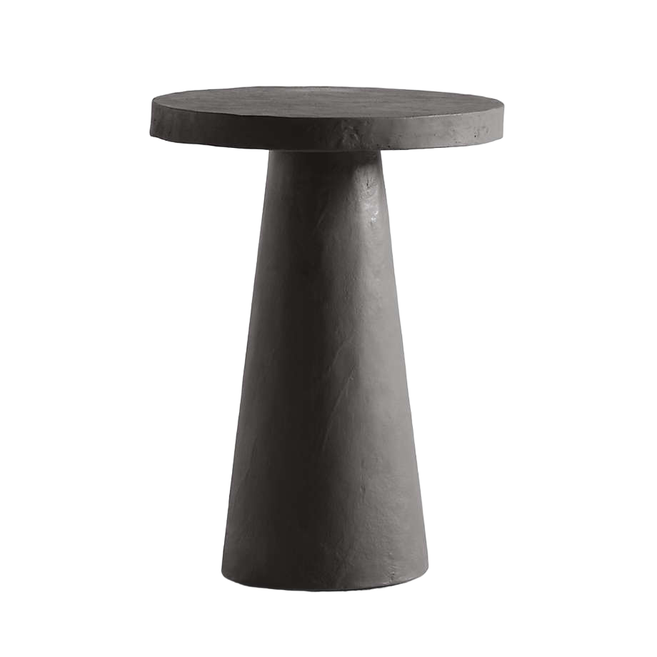 Willy Charcoal Brown Round Pedestal Side Table by Leanne Ford