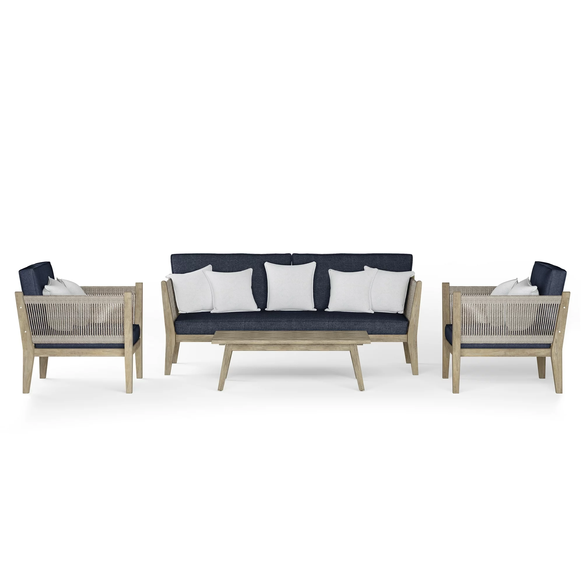 Simpli Home Cayman 4 Piece Outdoor Conversation Set