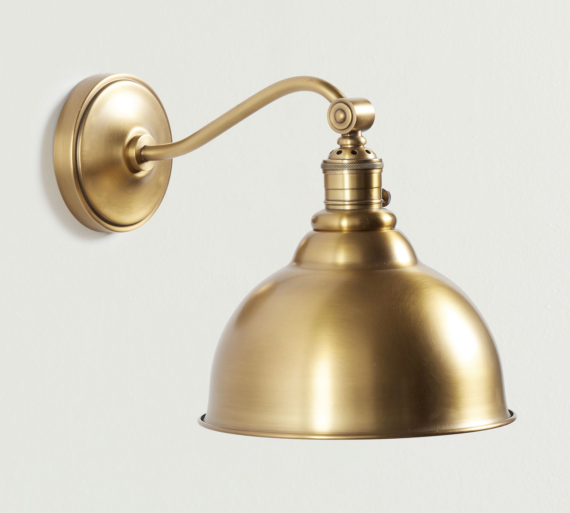 Metal Bell Curved Arm Sconce