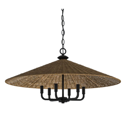Jared 6 Light Rattan Dimmable Pendant
