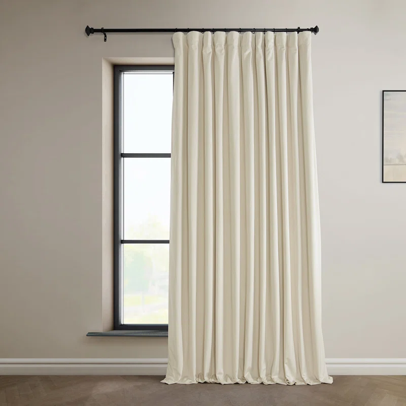 Loria Plush Velvet 100% Blackout Curtains - Single Panel, Diva Cream