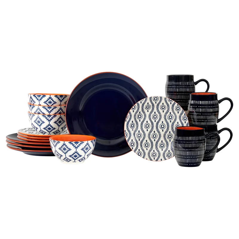 16 Piece Stoneware Dinnerware Set - Service for 4