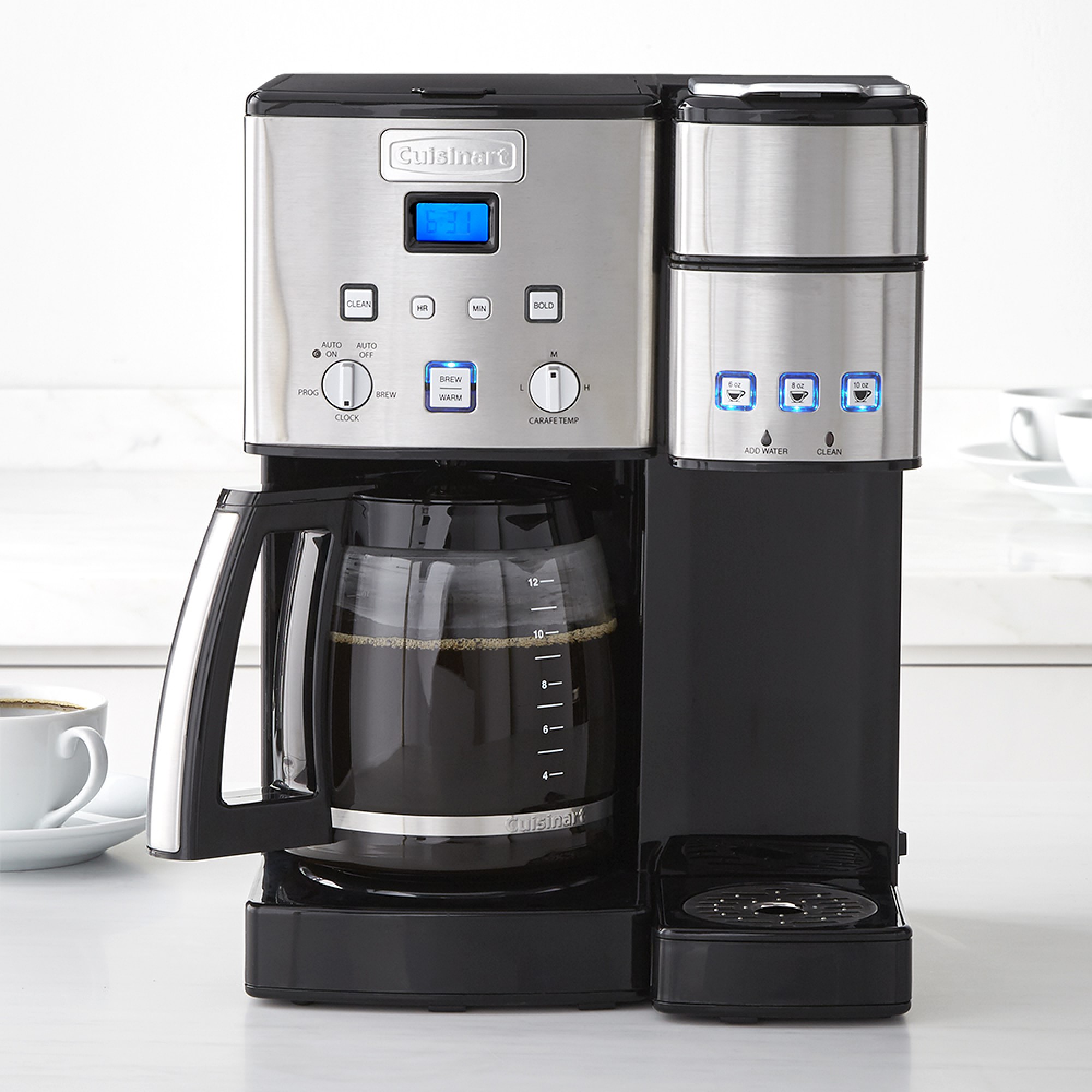 Cuisinart Coffee 12-Cup Center and Single-Serve Brewer with Glass Carafe, Stainless-Steel