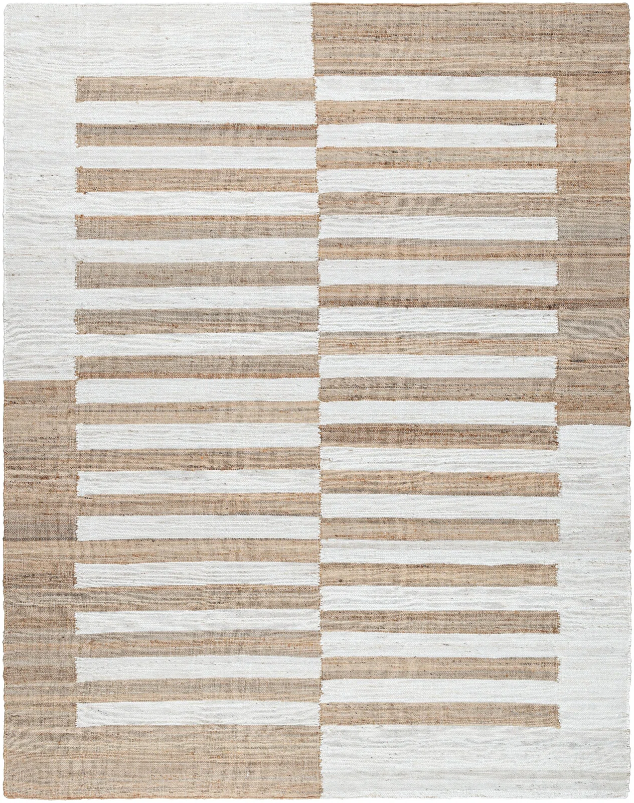 Bonzie Rectangle Geometric Hand Tufted Jute Area Rug in Brown/White